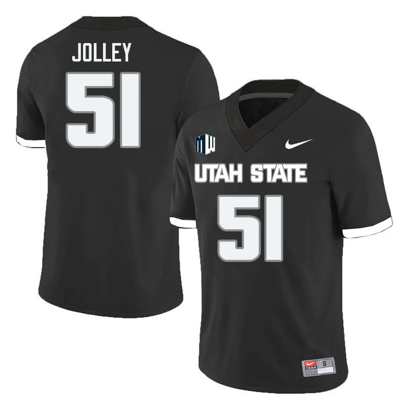 Utah State Aggies #51 Tanner Jolley College Football Jerseys Stitched Sale-Black